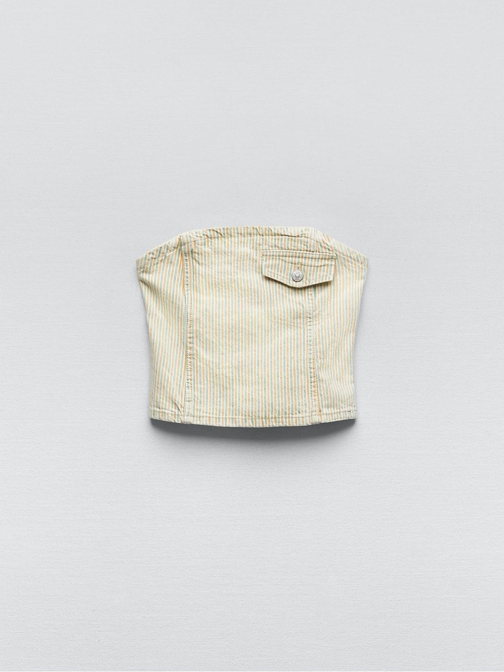 ZARA DENIM STRIPE STRAPLESS TOP